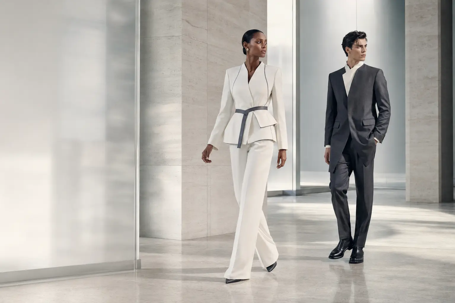 Two tailored looks in the GLOBAL editorial world